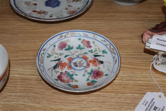 Two Chinese porcelain bowls and saucer and a Japanese dish